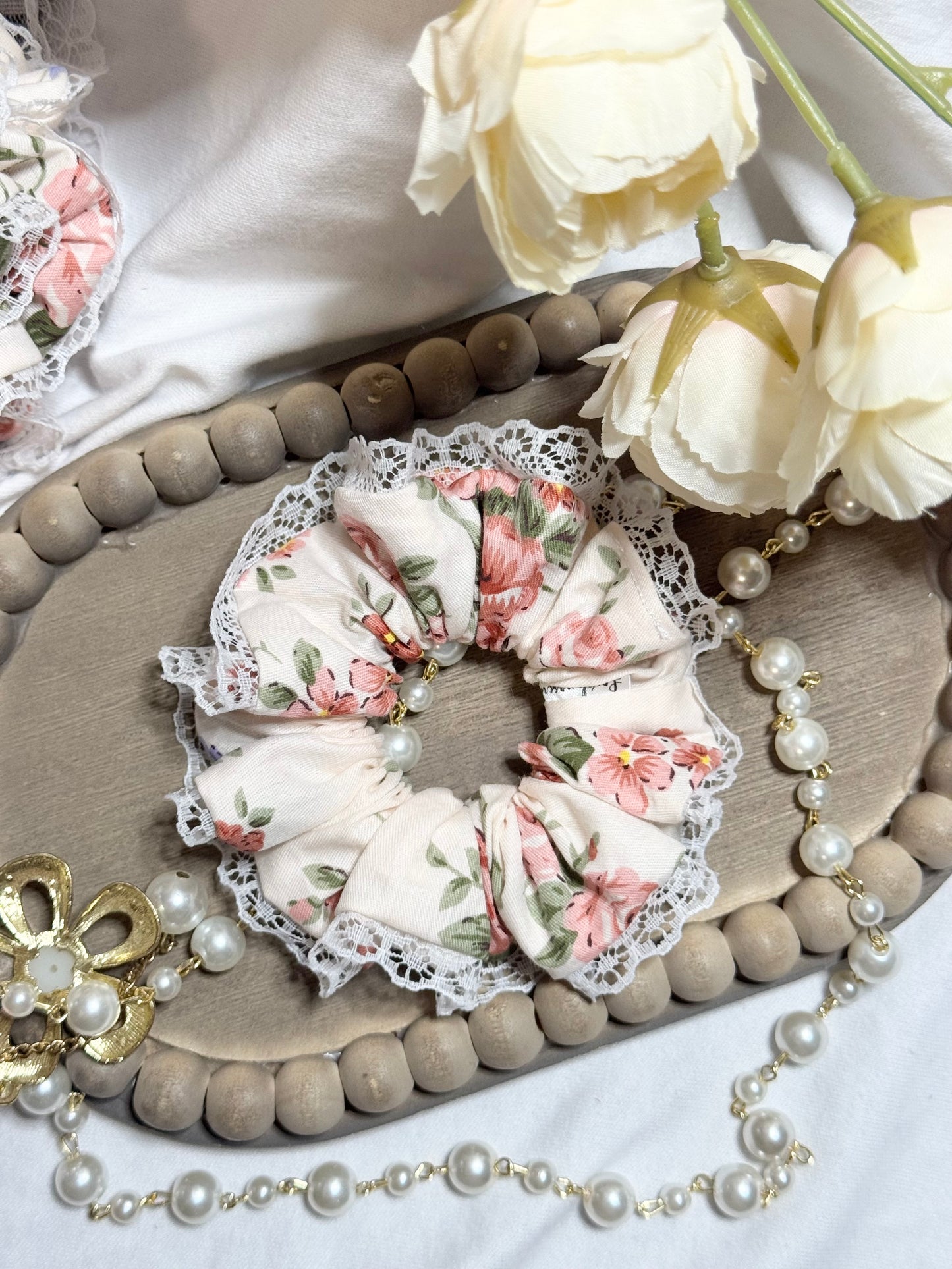 Floral Laced Scrunchy