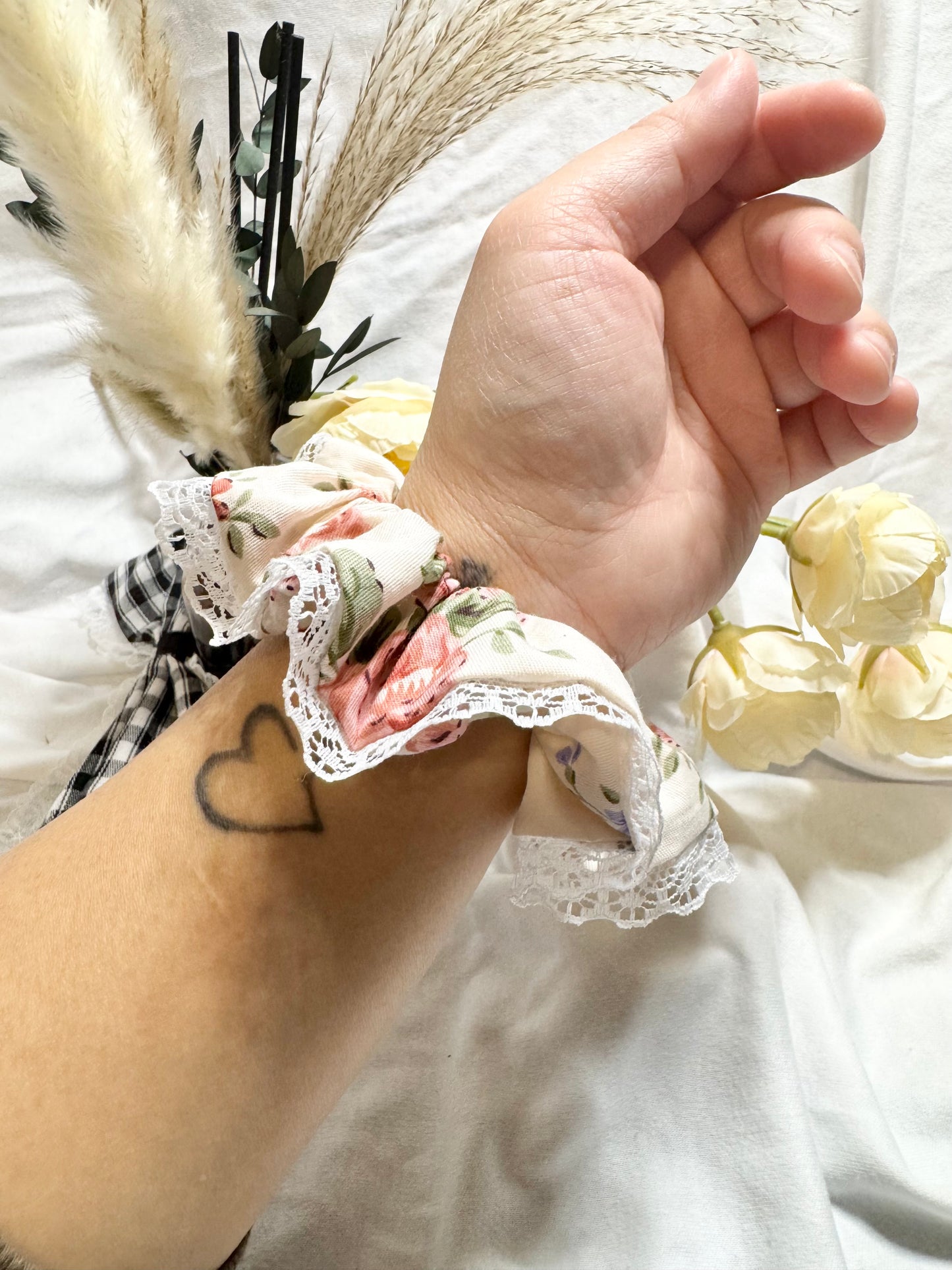 Floral Laced Scrunchy