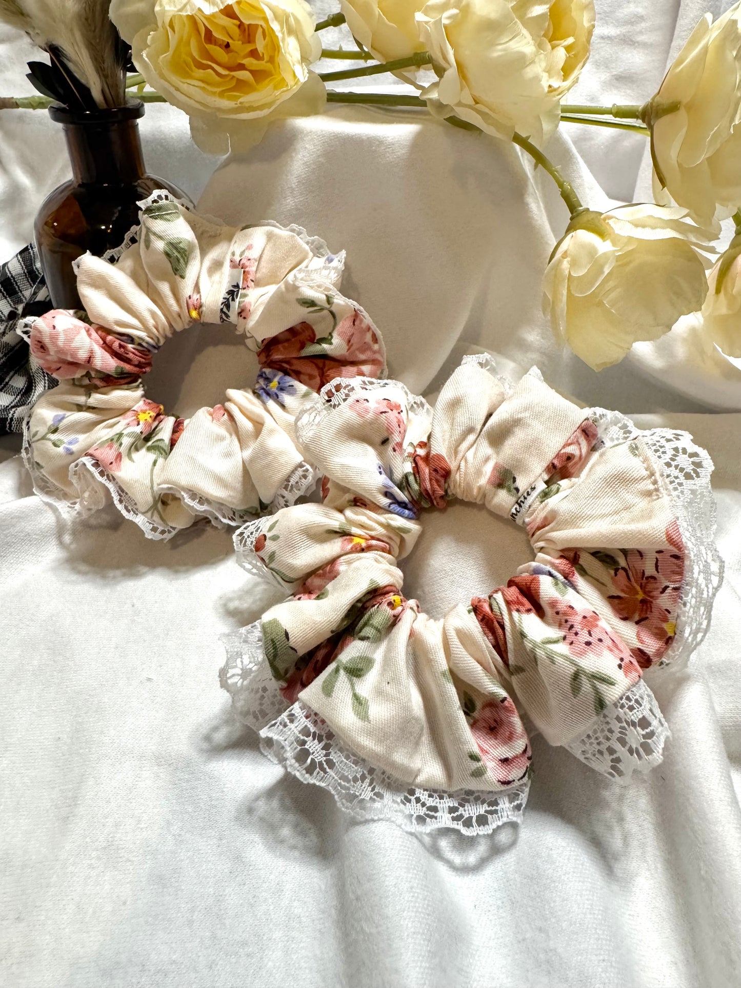 Floral Laced Scrunchy